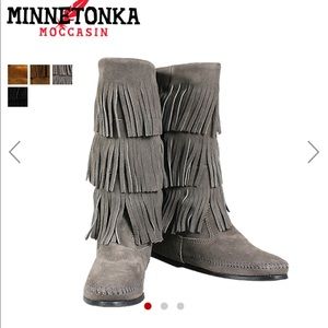 Minnetonka three layer fringe boot